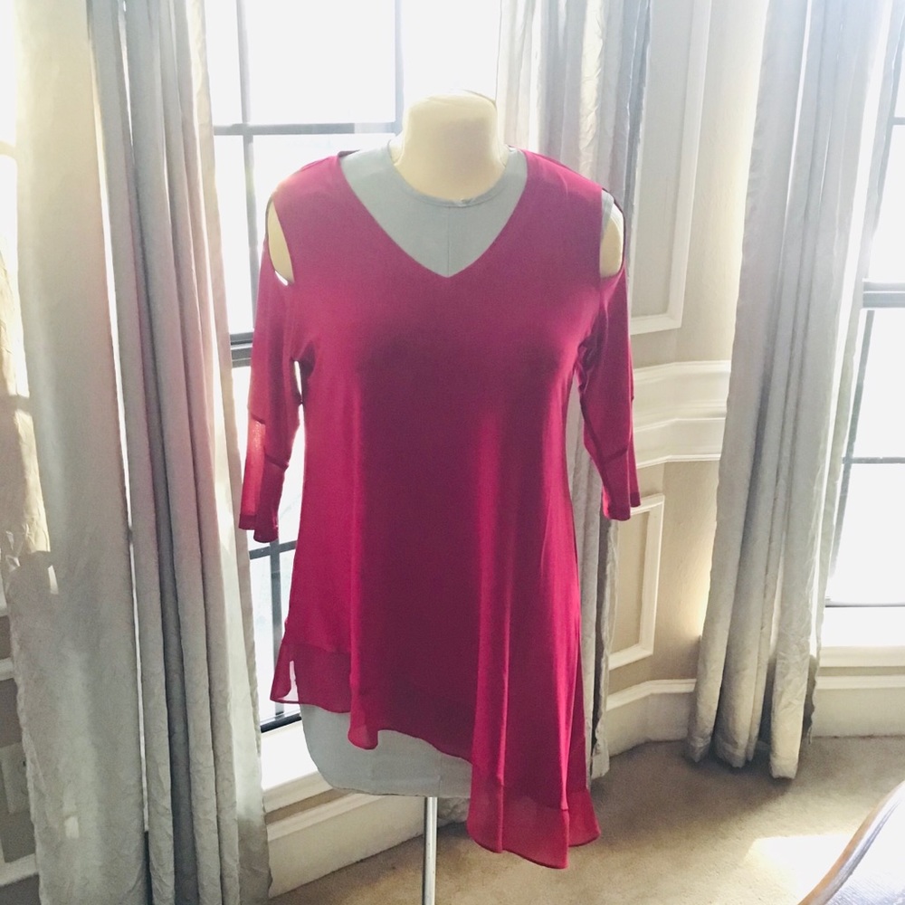 NWT Lior Red Long-sleeve Top with Shoulder Cut Out